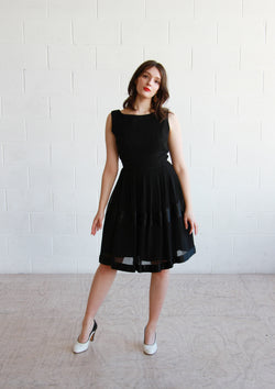 Vintage 1950s Black Ballerina Dress / The KATE Dress / S/M