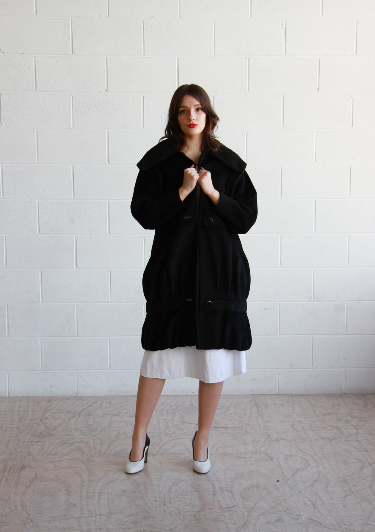 Vintage 1950s LILLI ANN Black Cashmere Cocoon Coat / The COCO Coat