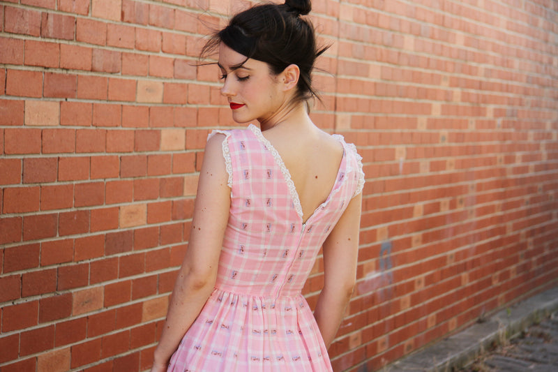 Vintage 1950s Pink Plaid Cotton Dress / DEADSTOCK / S Sarah & Ludo Vintage 1950s Pink Plaid Cotton Dress / DEADSTOCK / S Sarah & Ludo