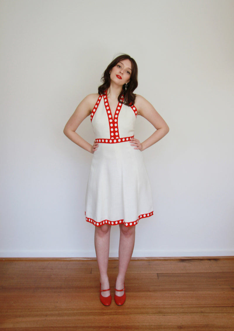 Vintage 1960s Polka Dot Halter Dress / MOD / Small Sarah & Ludo Vintage 1960s Polka Dot Halter Dress / MOD / Small Sarah & Ludo