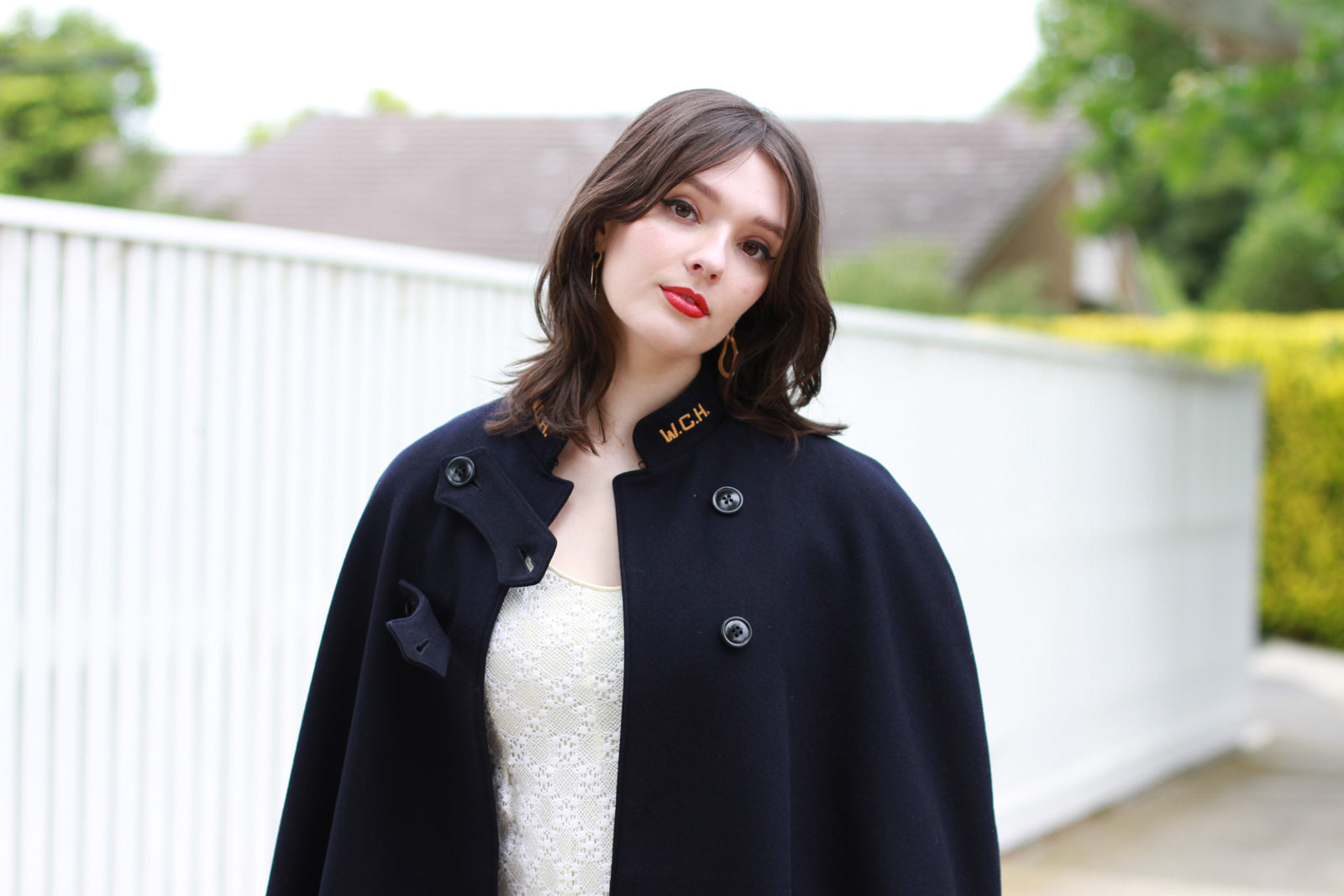 小鉄 USA製 40s~50s Vintage BRUCK'S NURSE Vintage 40s All Wool Nurses Cape Women UT Navy Blue Red