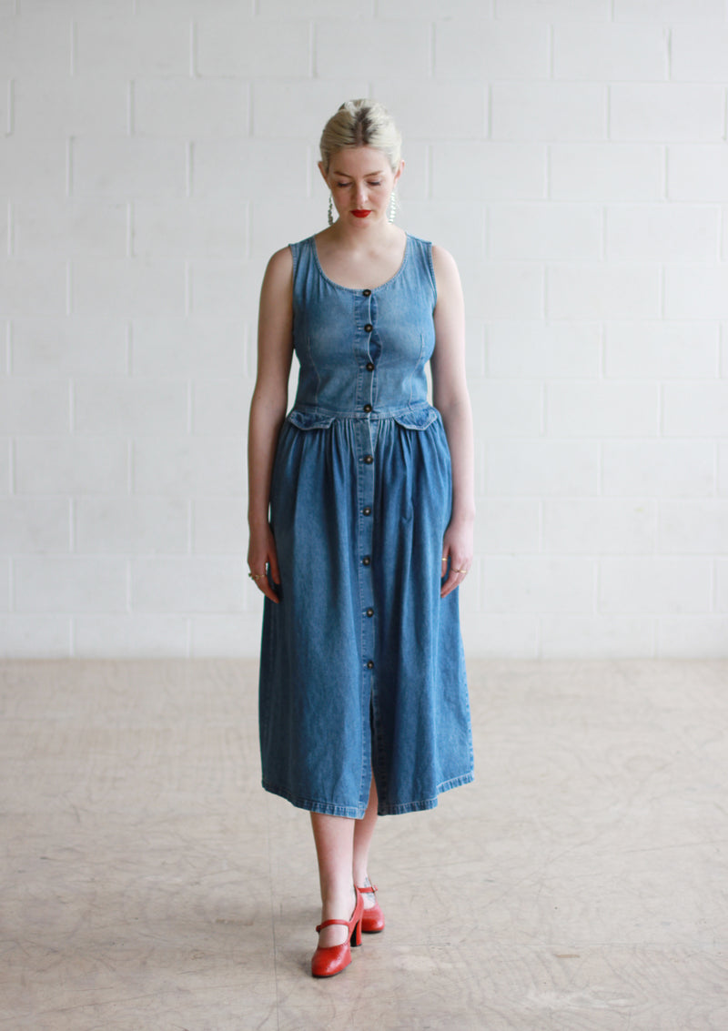 Vintage French Button Front Denim Maxi Dress / S/M Sarah & Ludo Vintage French Button Front Denim Maxi Dress / S/M Sarah & Ludo