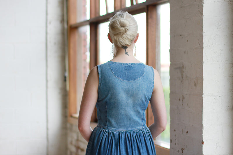 Vintage French Button Front Denim Maxi Dress / S/M Sarah & Ludo Vintage French Button Front Denim Maxi Dress / S/M Sarah & Ludo