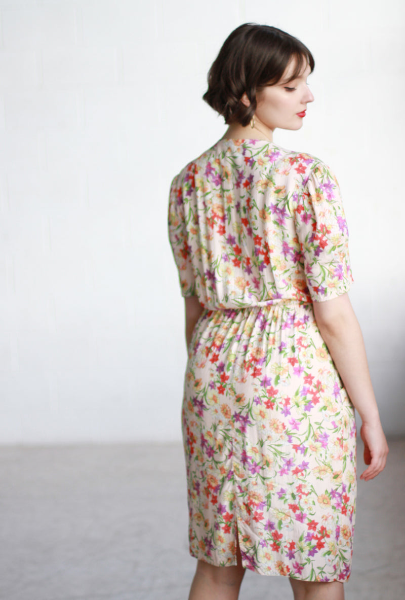 Vintage French Floral Dress / S/M