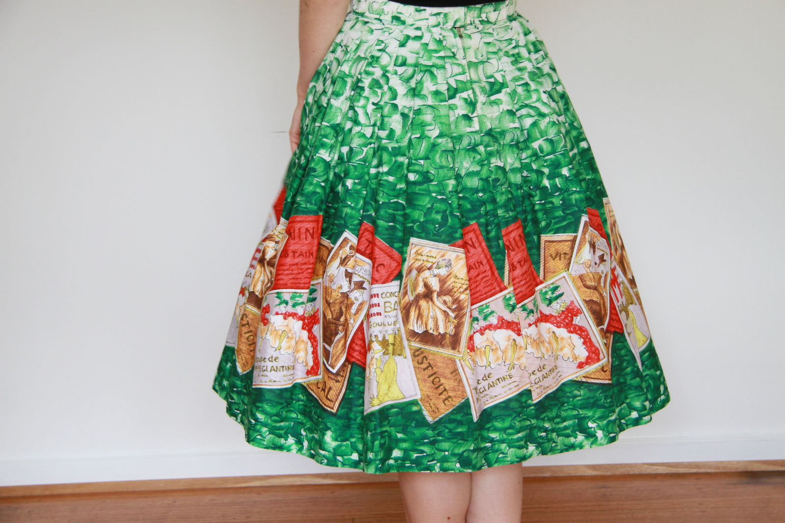 Vintage newest 1950s Novelty Farm Print Full Midi Skirt