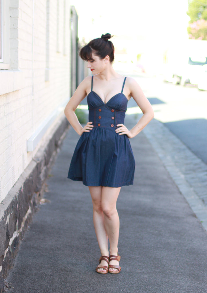 KAREN WALKER Denim Sweetheart Wrap Dress / XS – Sarah & Ludo