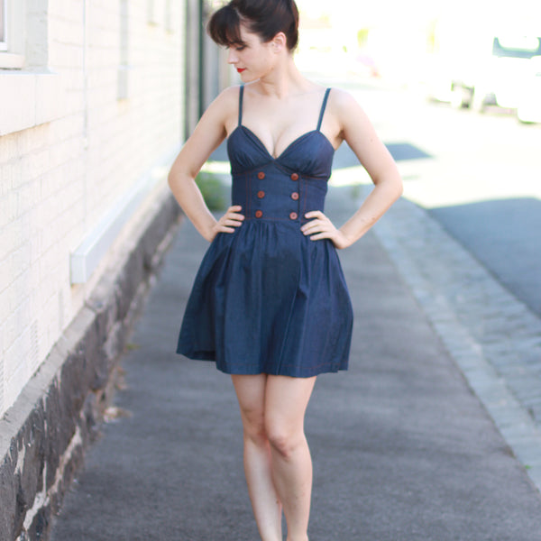 KAREN WALKER Denim Sweetheart Wrap Dress / XS – Sarah & Ludo