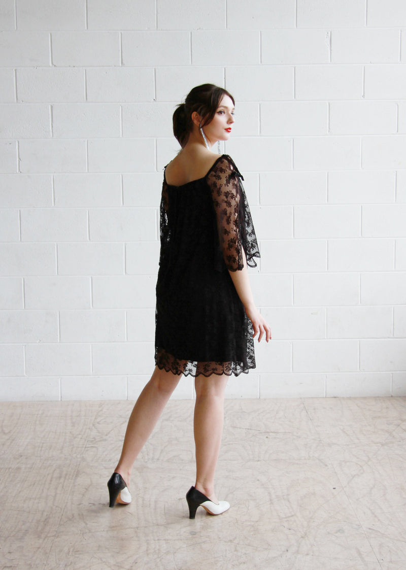 black lace swing dress Miss Candyfloss Janalie Lace 40's Swing Dress Black Orange