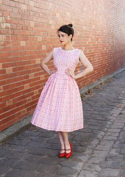Vintage 1950s Pink Plaid Cotton Dress / DEADSTOCK / S Sarah & Ludo Vintage 1950s Pink Plaid Cotton Dress / DEADSTOCK / S Sarah & Ludo