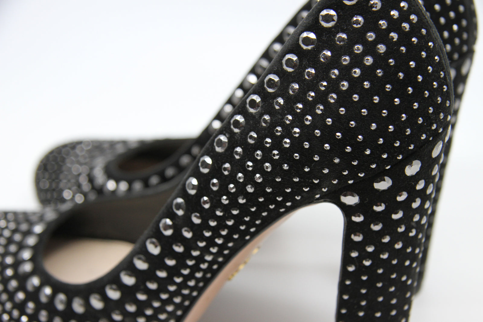 PRADA Designer Black Suede Studded Heels / 39 – Sarah & Ludo