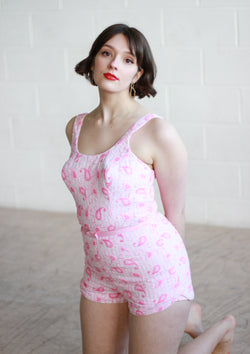 Vintage 1950s Candy Striped Pink Playsuit / S