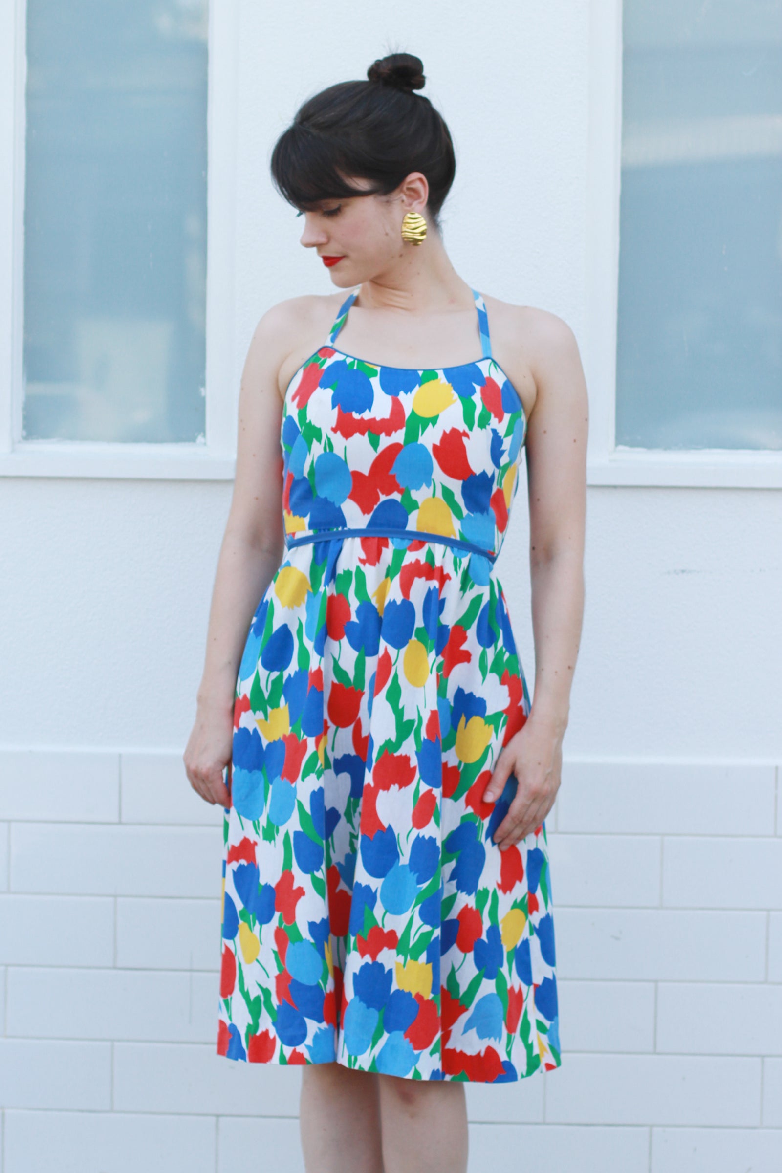 OFEEFAN Abiti estivi da donna 2025 Tulip Petal Manica Corta Scollo a V