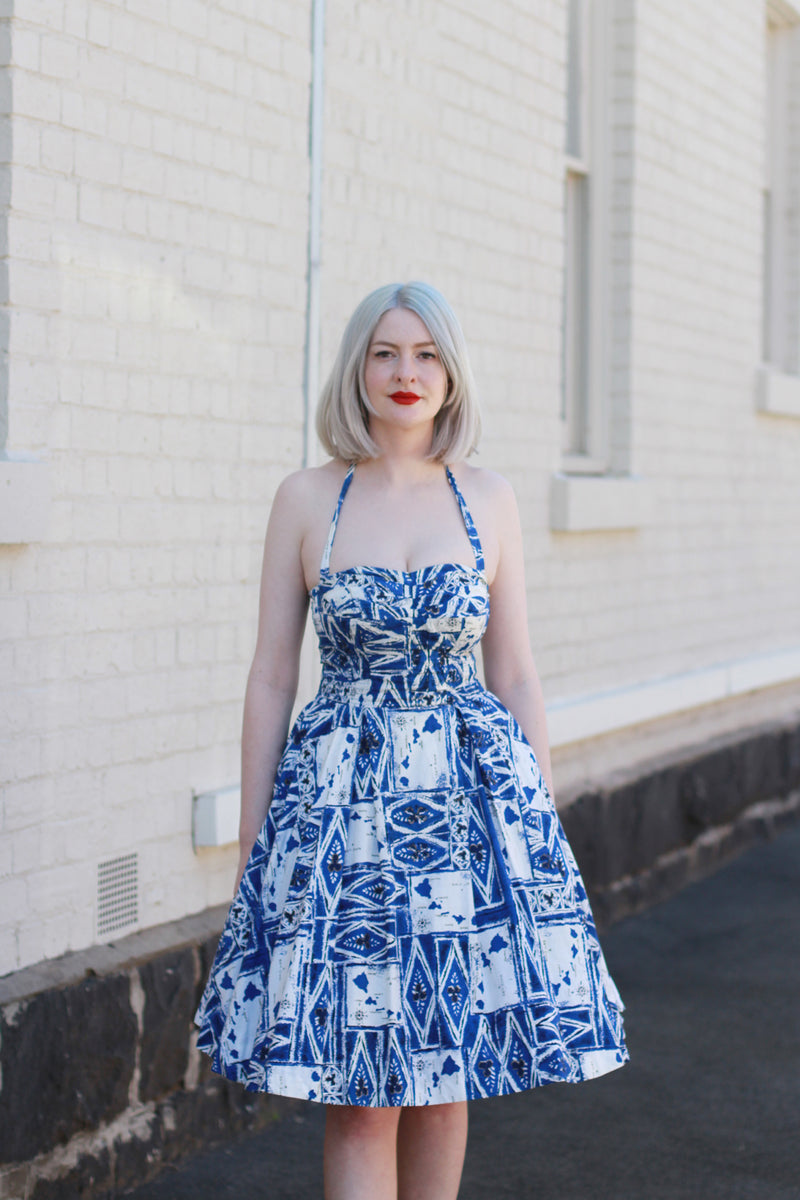 Vintage 1950s SHAHEEN Cotton Hawaiian Sundress / Bombshell 50s Dress / Sarah & Ludo Vintage 1950s SHAHEEN Cotton Hawaiian Sundress / Bombshell 50s Dress / Sarah & Ludo