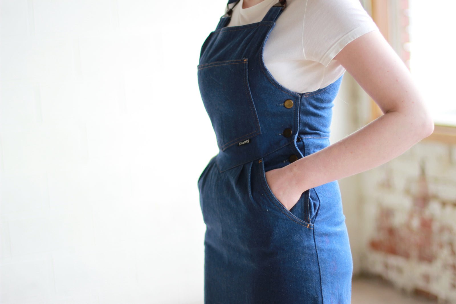 white christmas dresses Vintage Denim Jumper Dress – The Weathered Daisy main image 0