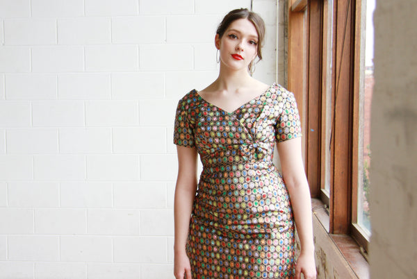 Vintage 1950s GEMSTONE Glitter Dress / XS/S