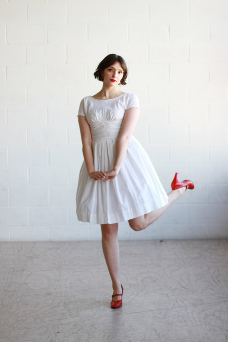 Vintage 1950s White Cotton Ballerina Dress / XS Sarah & Ludo Vintage 1950s White Cotton Ballerina Dress / XS Sarah & Ludo